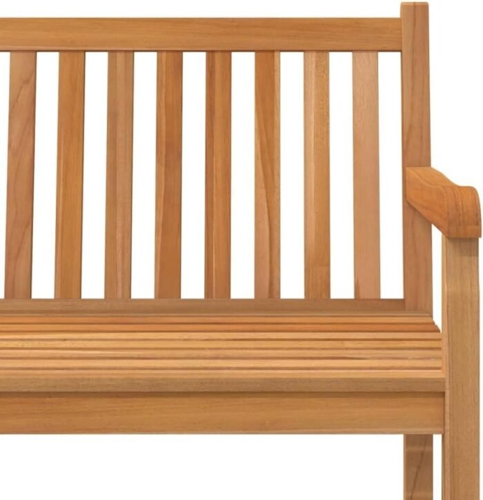The vidaXL teak patio bench blending seamlessly into any garden or backyard decor.