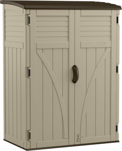 Durable sheds for garden tools with 54 cubic feet of storage and lockable doors for outdoor organization.