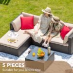 Sweetcrispy patio furniture set in a garden setting, perfect for lounging, entertaining, or dining outdoors.